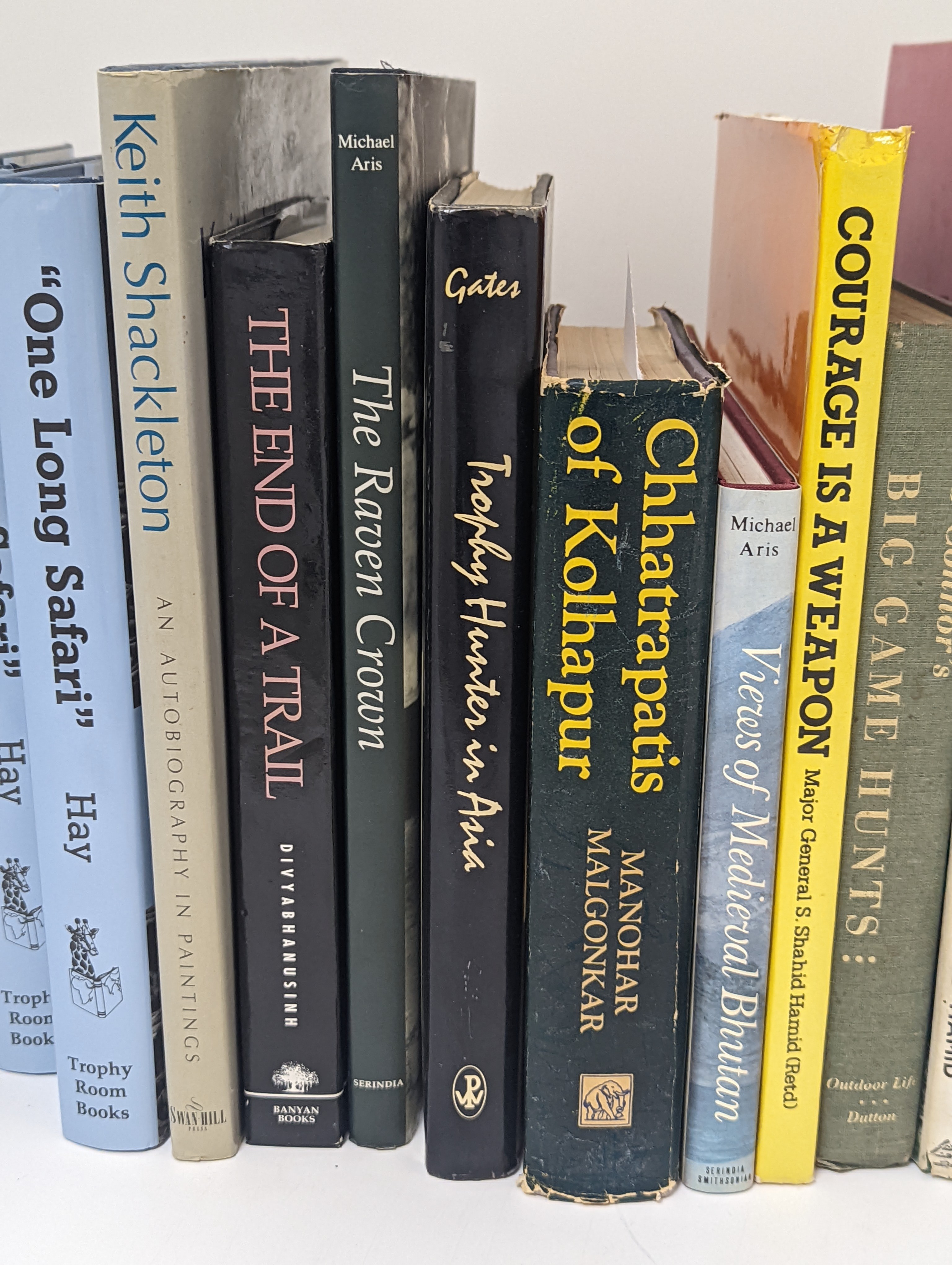 Gates, Elgin T. Trophy Hunter in Asia. Winchester Press, New York, 1971. Malgonkar, Manohar. Chhatrapatis of Kolhapur. Bombay, 1971. Aris, Michael. The Raven Crown. The Origins of Buddhist Monarchy in Bhutan. 4to., Londo